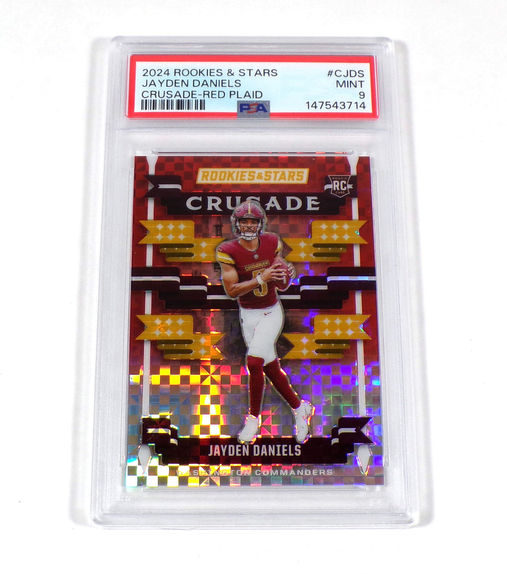 2024 Panini Rookies & Stars Jayden Daniels Rookie Crusade Red Plaid #CJDS PSA 9