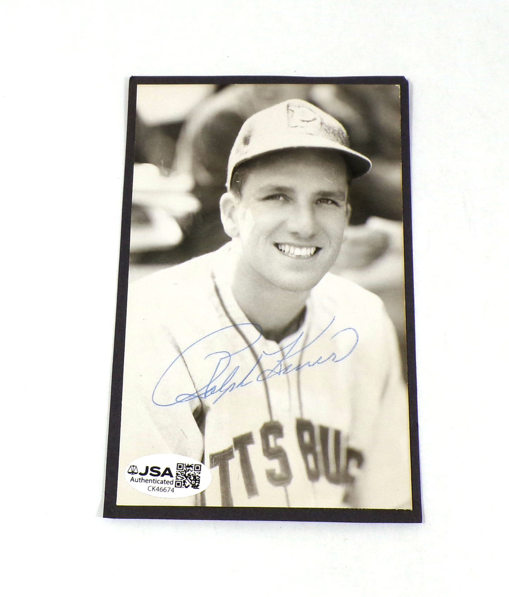 Ralph Kiner Signed 3.25 x 5.25 B&W Photo Postcard Pirates JSA Auto Pic2