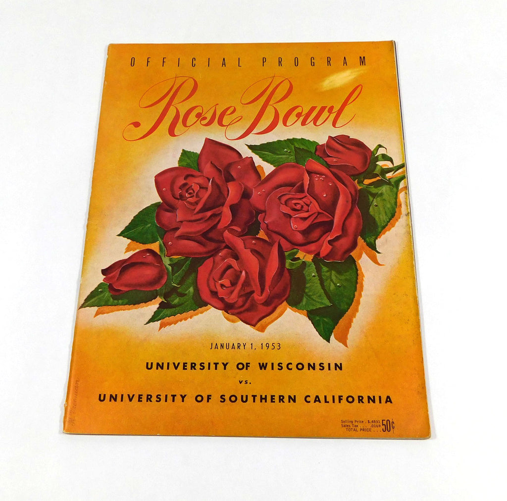 1953 Wisconsin vs USC Rose Bowl College Football Program 1-1-53