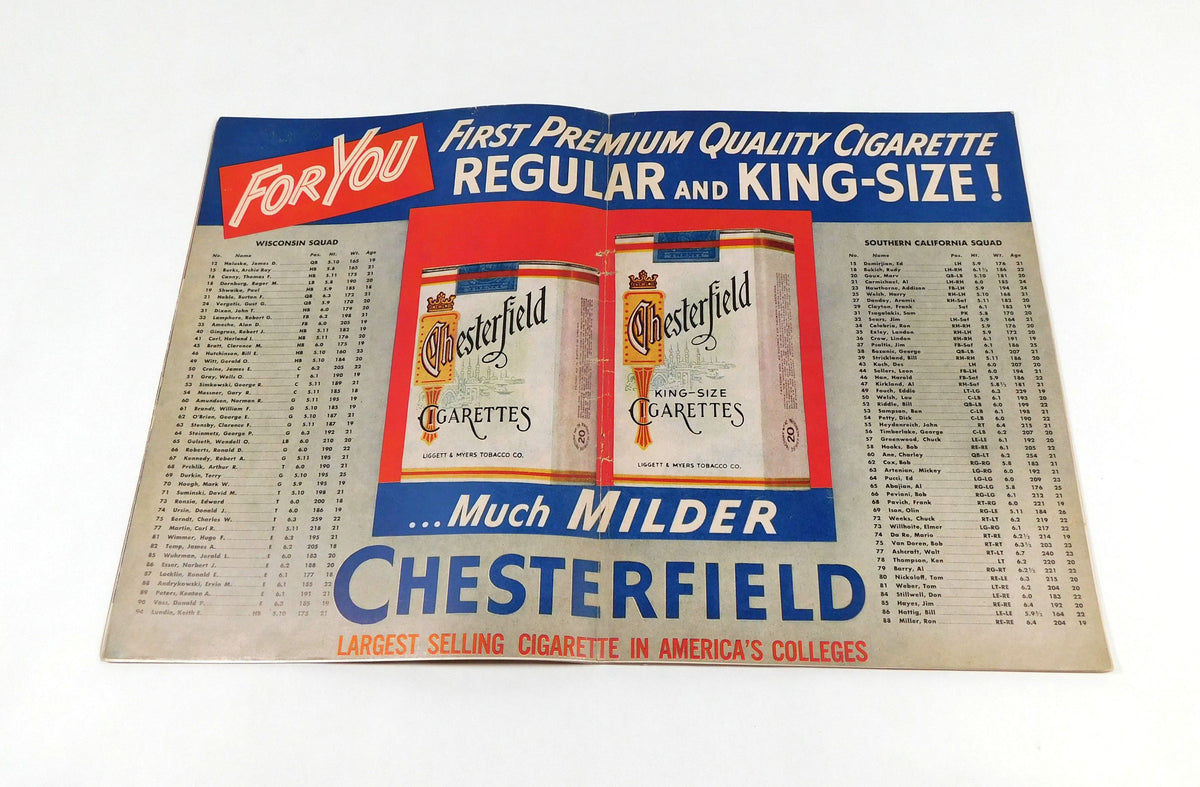 1953 Wisconsin vs USC Rose Bowl College Football Program 1-1-53 Pic2