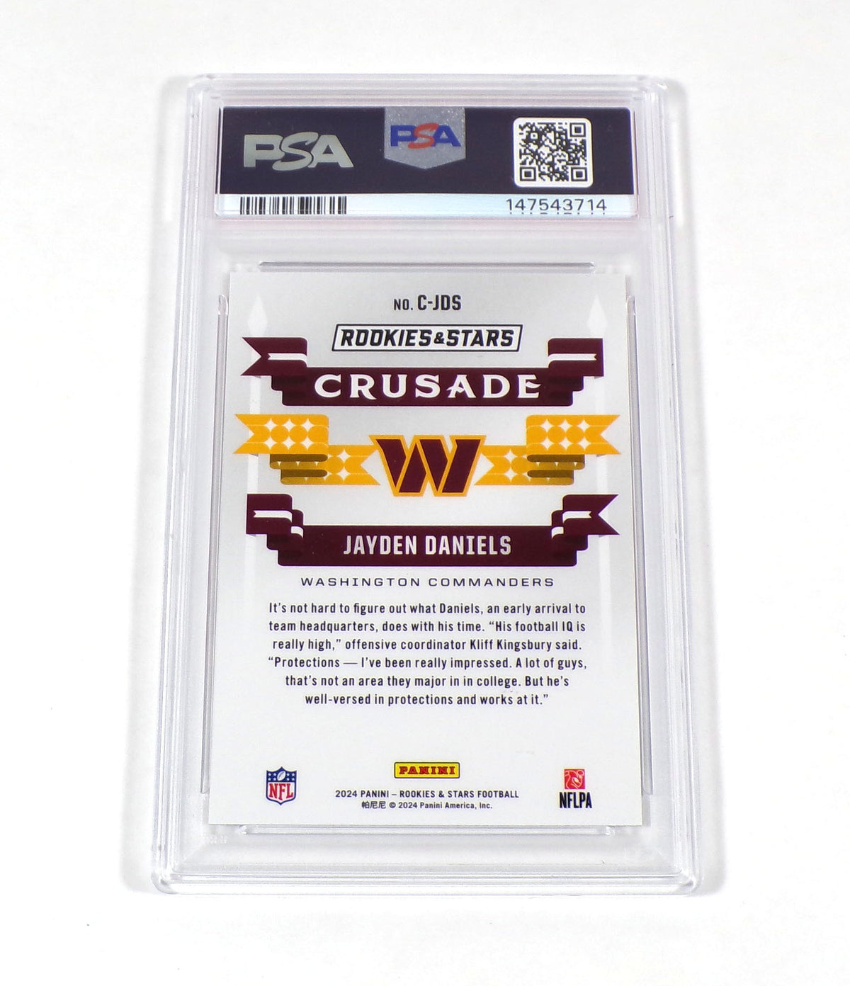2024 Panini Rookies & Stars Jayden Daniels Rookie Crusade Red Plaid #CJDS PSA 9 Pic2