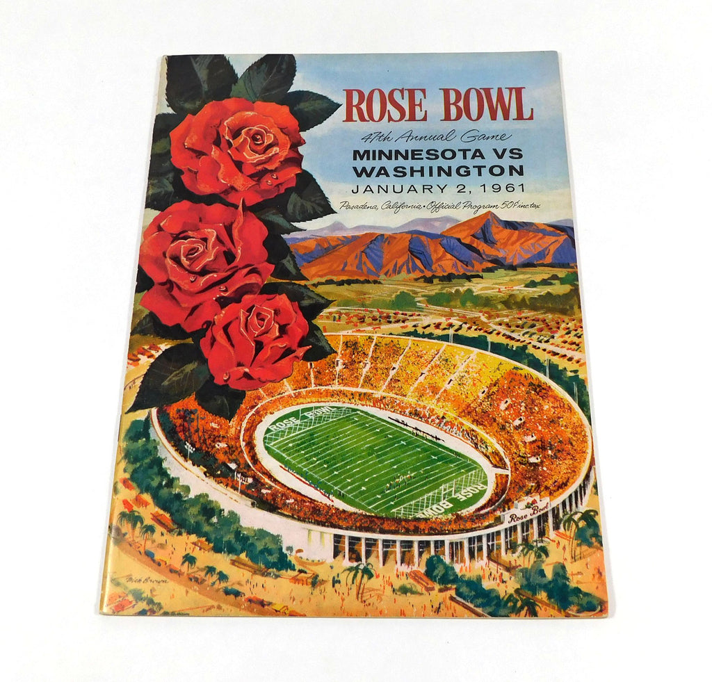1961 Minnesota vs Washington Rose Bowl College Football Program 1-2-61
