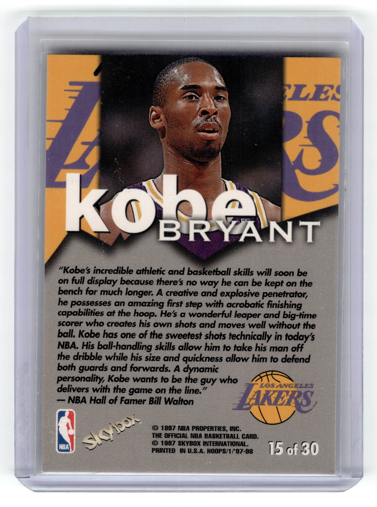1997-98 NBA Hoops Kobe Bryant #15 Talkin' Hoops Lakers Pic2