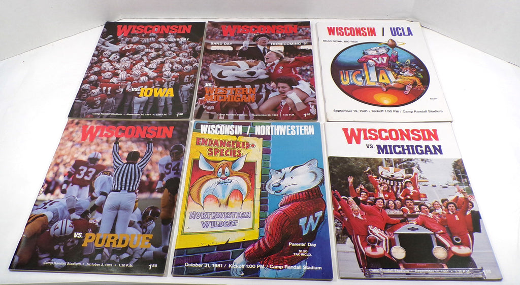 Lot of (6) Different 1981 Wisconsin College Football Programs Pic2