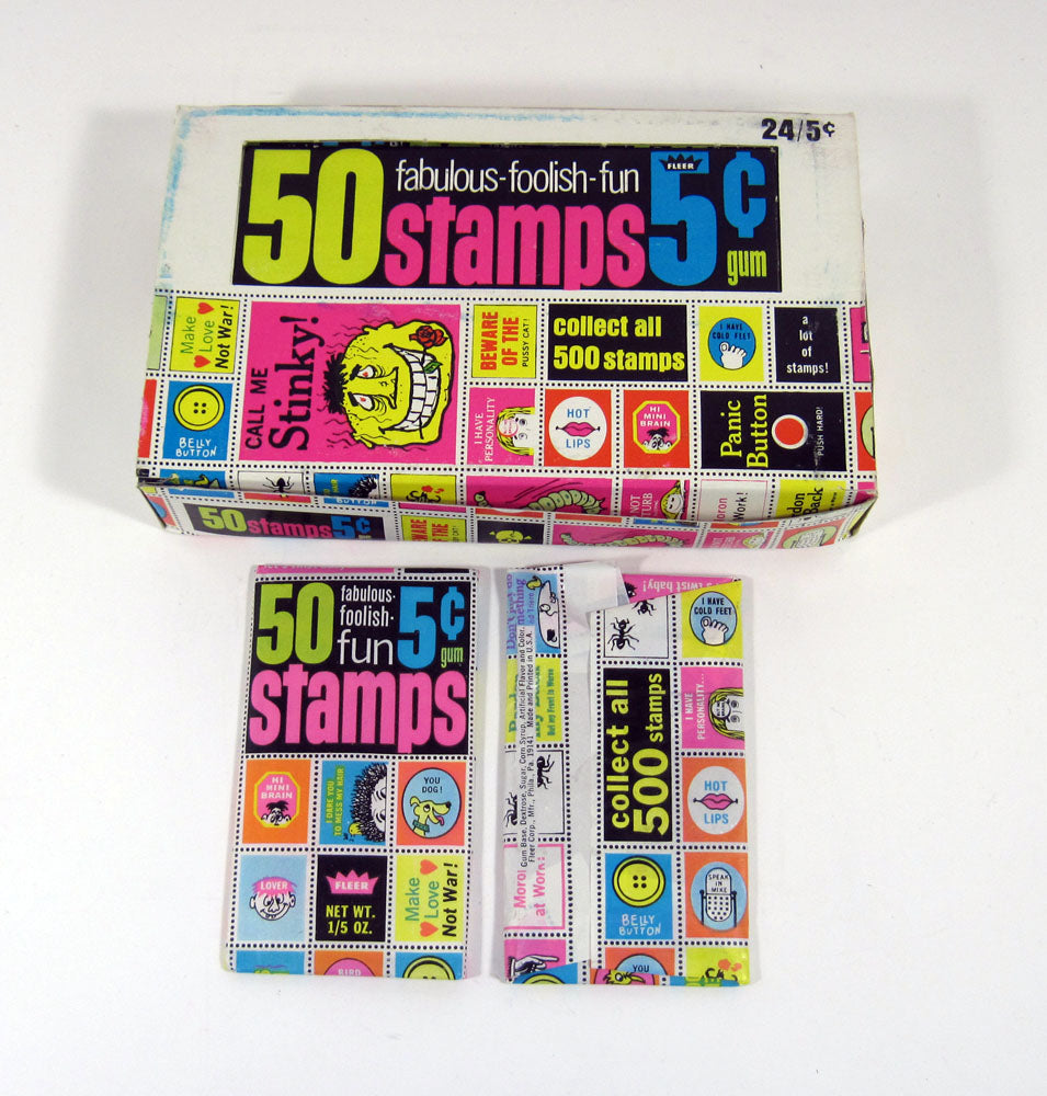 1969 Fleer Fabulous Foolish Fun Stamps Box (24 Sealed Packs)