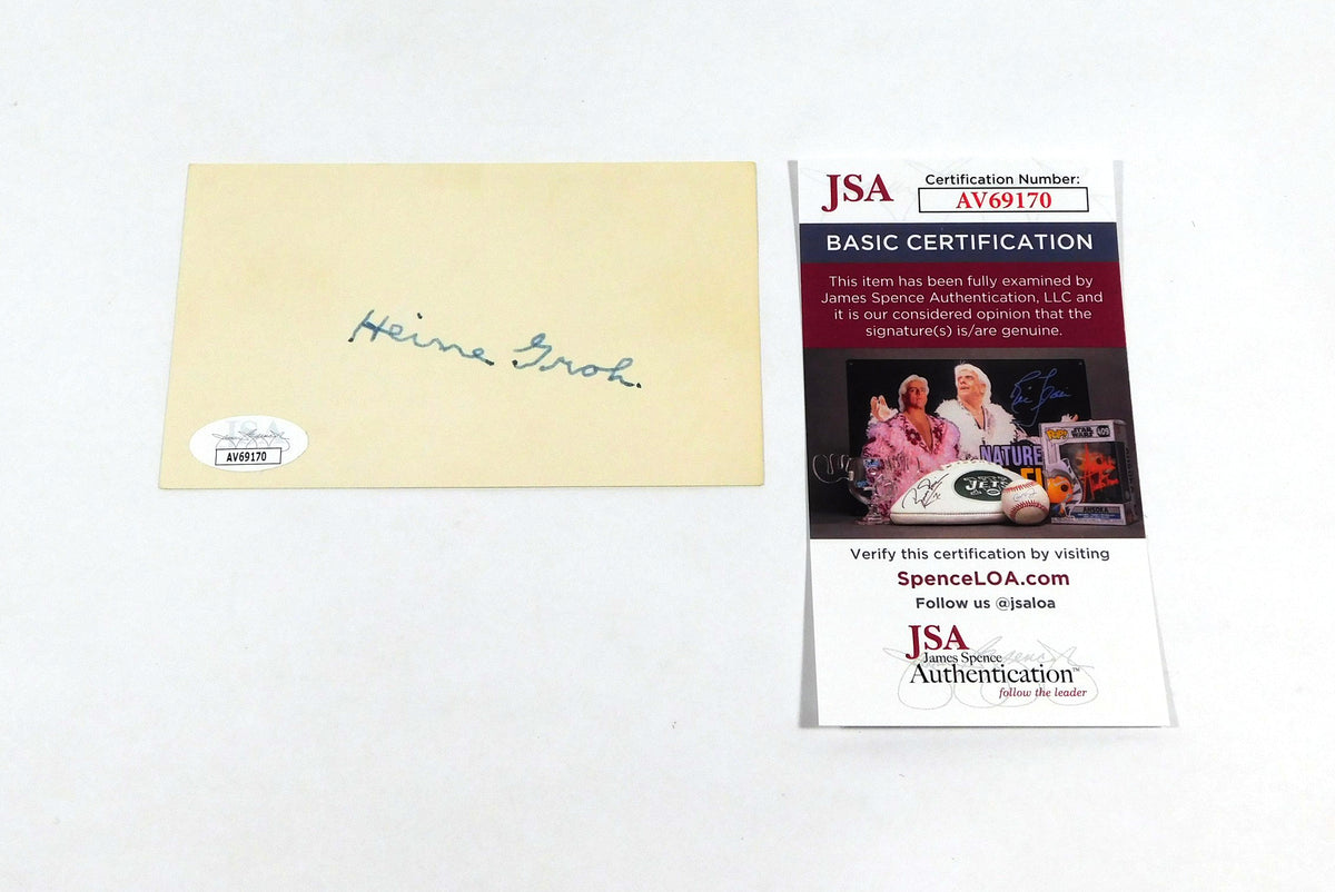 Heinie Groh Signed 3 x 5 Index Card JSA Auto AV69170