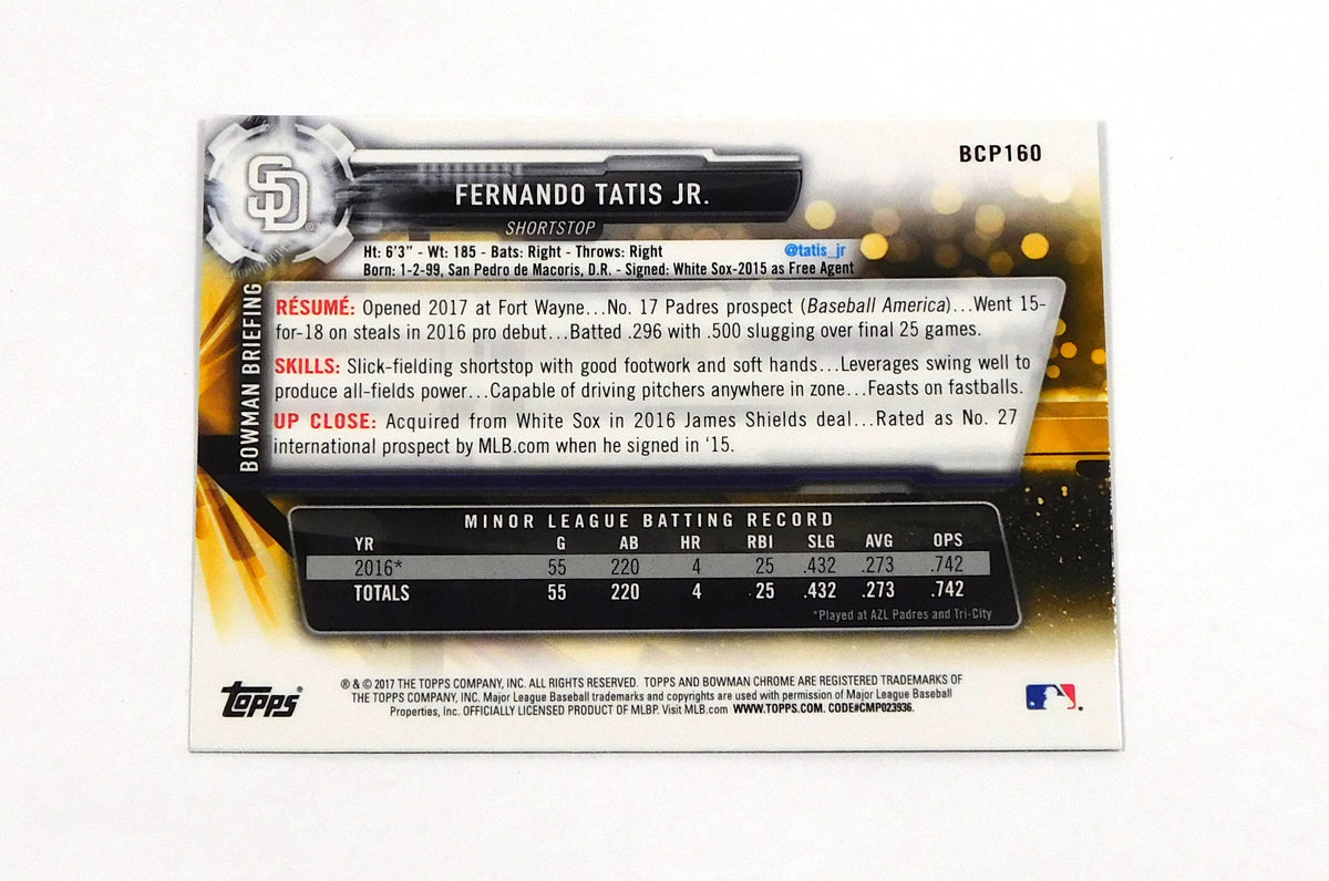 2017 Bowman Chrome Prospects Fernando Tatis Jr. #BCP160 Padres Pic2