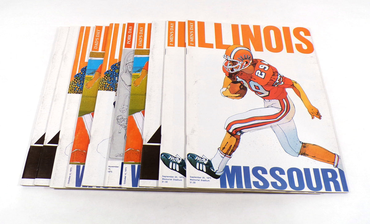 Lot of (10) Assorted 1975 Illinois College Football Programs