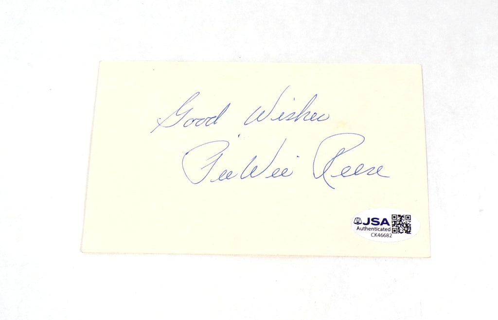 Pee Wee Reese Signed 3 x 5 Index Card Dodgers JSA Auto Pic2