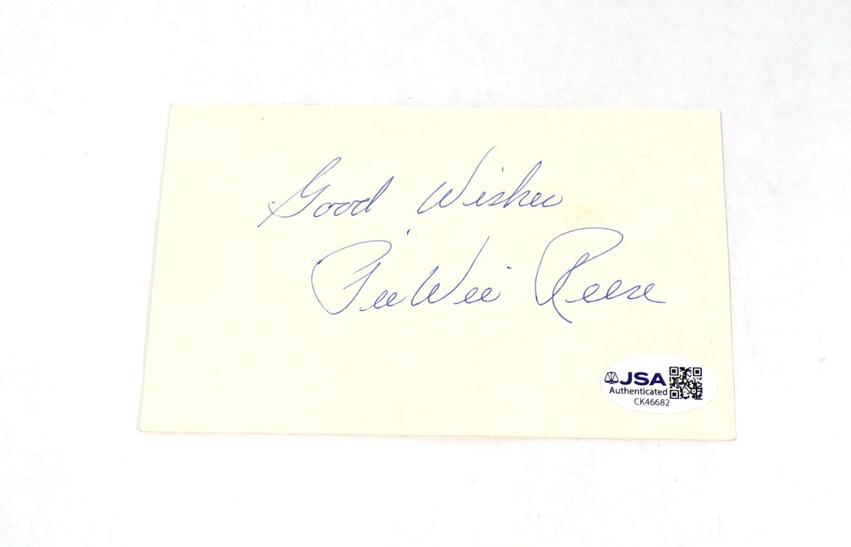 Pee Wee Reese Signed 3 x 5 Index Card Dodgers JSA Auto Pic2