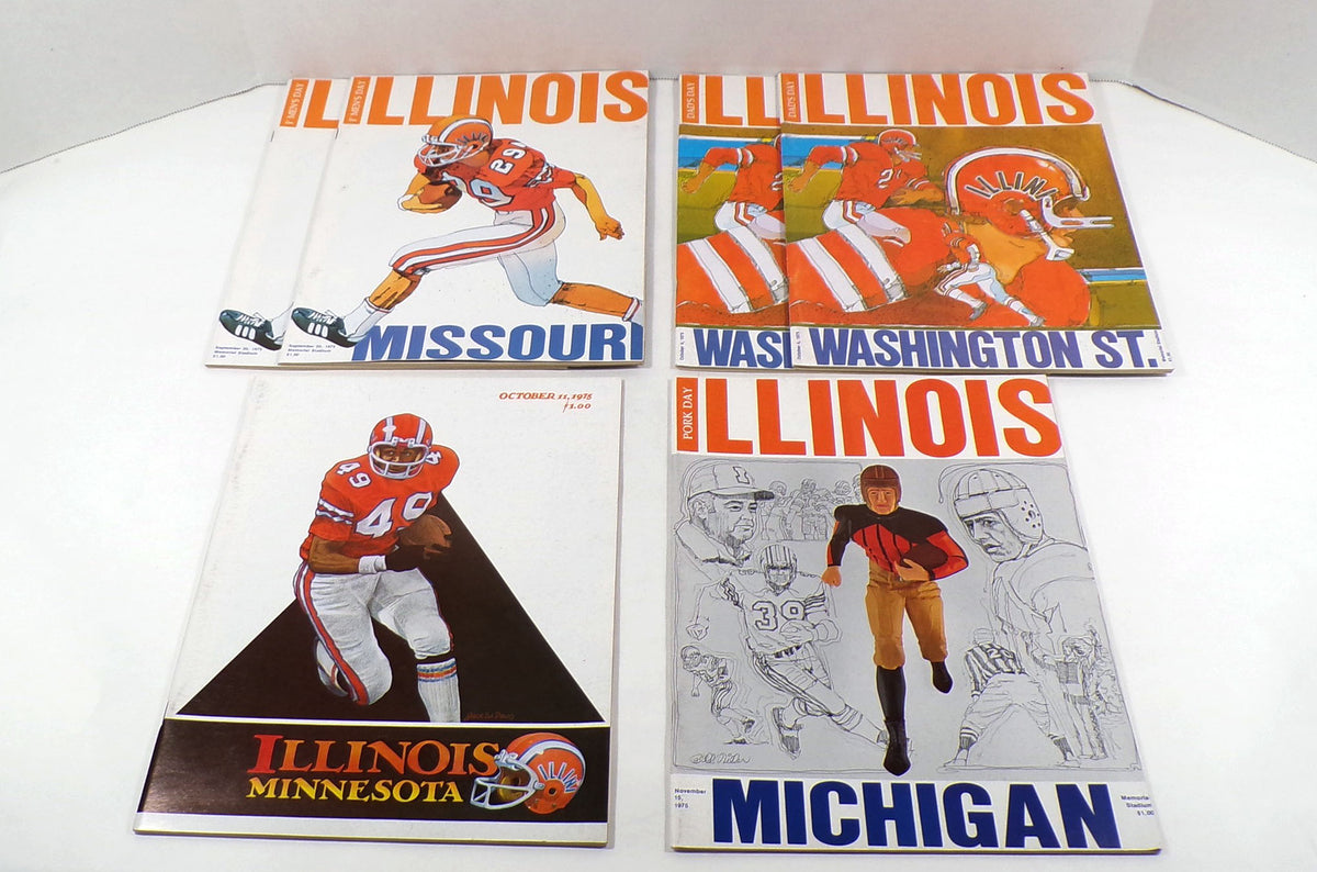 Lot of (10) Assorted 1975 Illinois College Football Programs Pic2