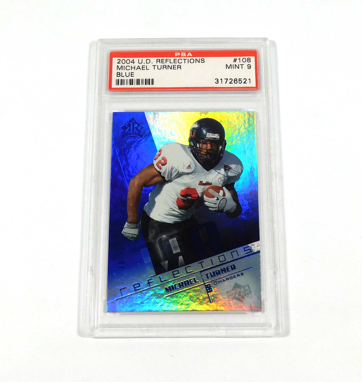 2004 Upper Deck Reflections Michael Turner Rookie Blue #108 Chargers 10/10 PSA 9