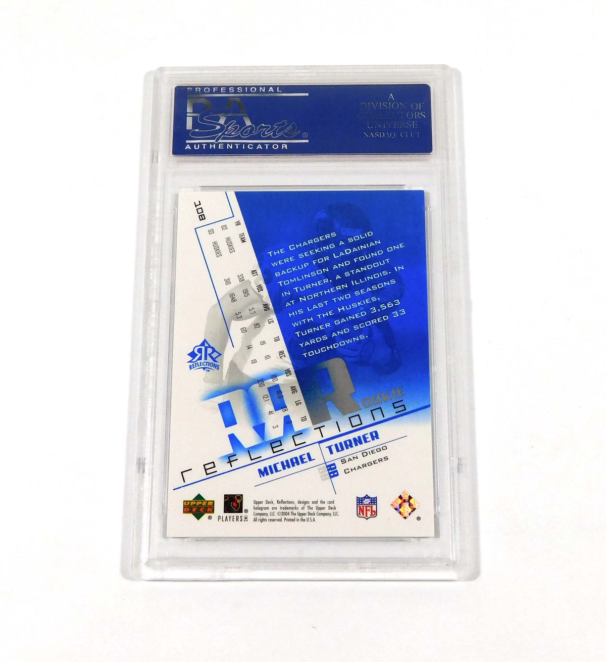 2004 Upper Deck Reflections Michael Turner Rookie Blue #108 Chargers 10/10 PSA 9 Pic2