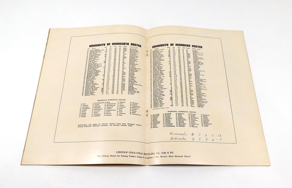 1952 Minnesota at Nebraska College Football Program 11-15-52 Pic2