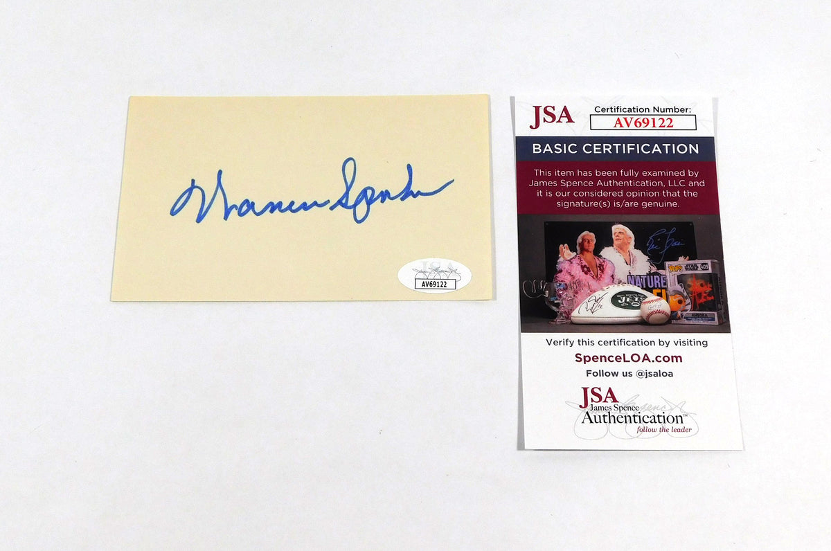Warren Spahn Signed 3 x 5 Index Card JSA Auto AV69122