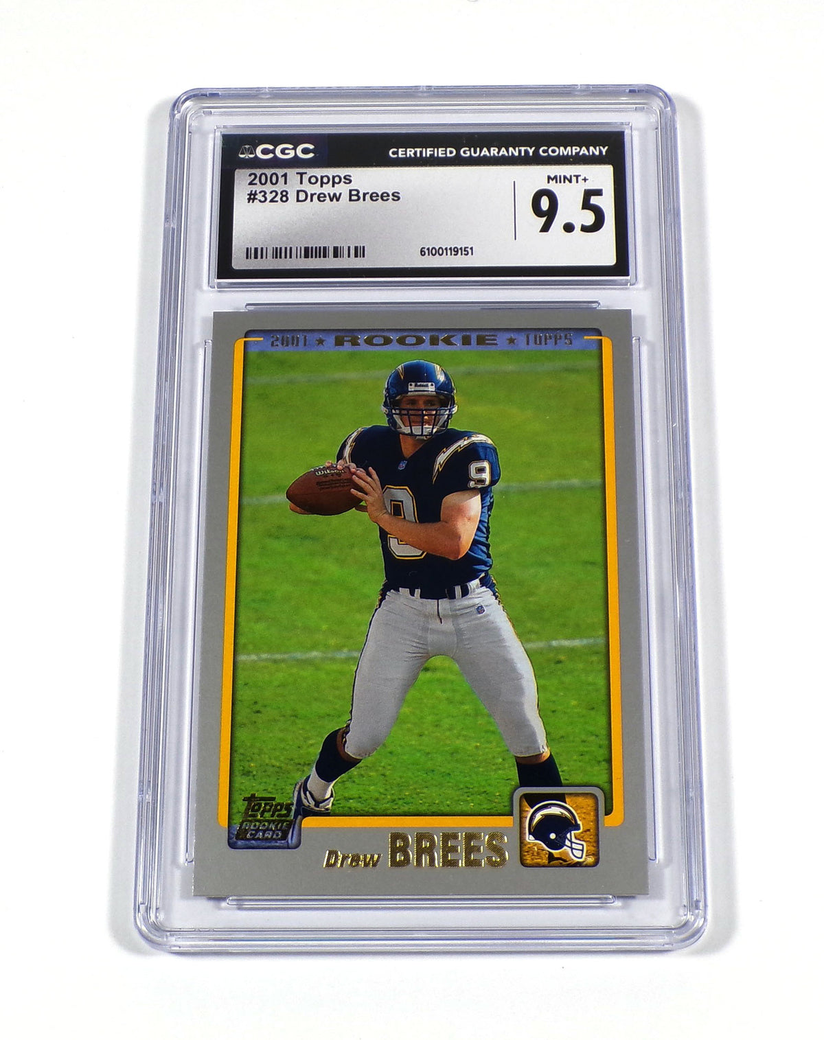 2001 Topps Drew Brees Rookie #328 Chargers CGC 9.5