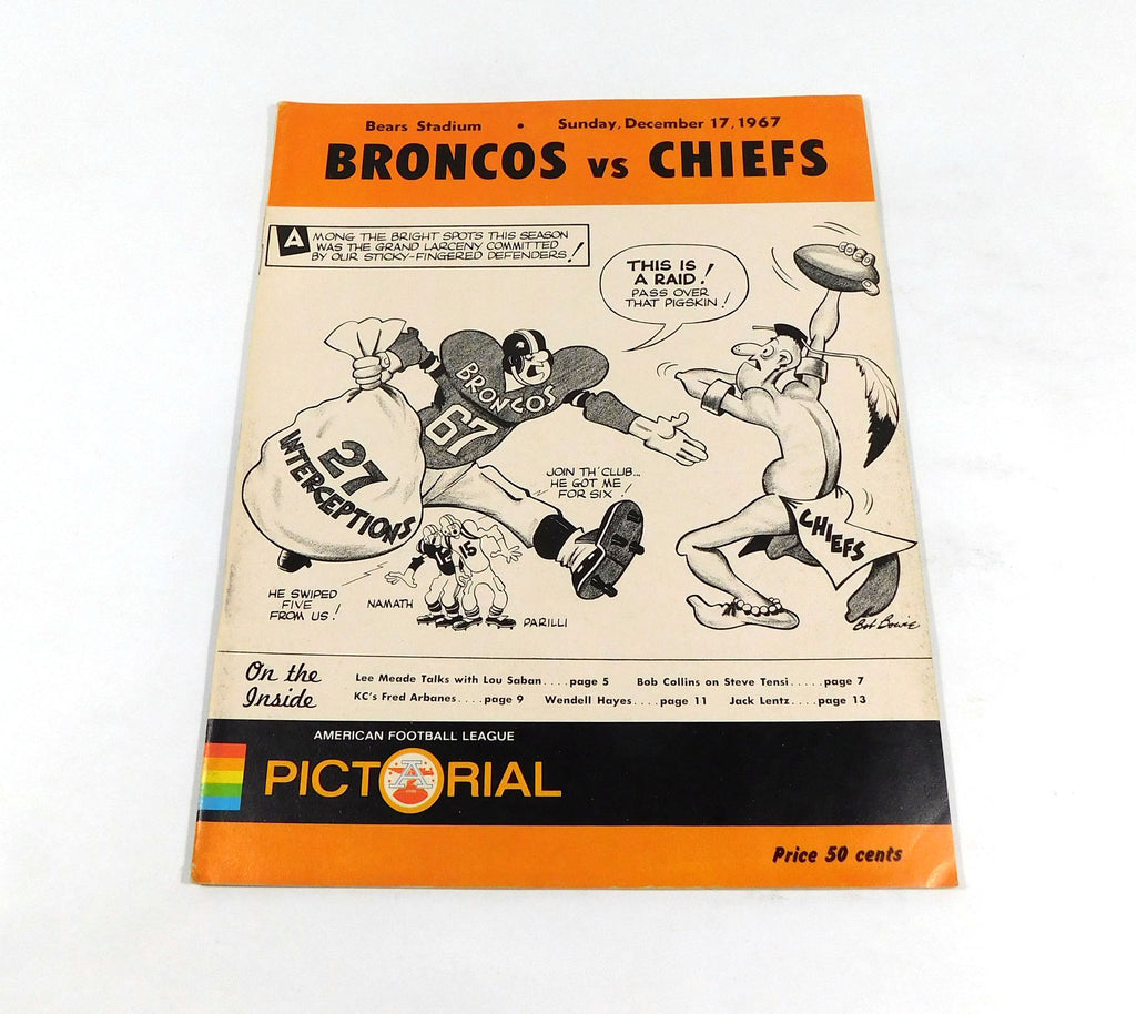 1967 Kansas City Chiefs at Denver Broncos AFL Football Program 12-17-67