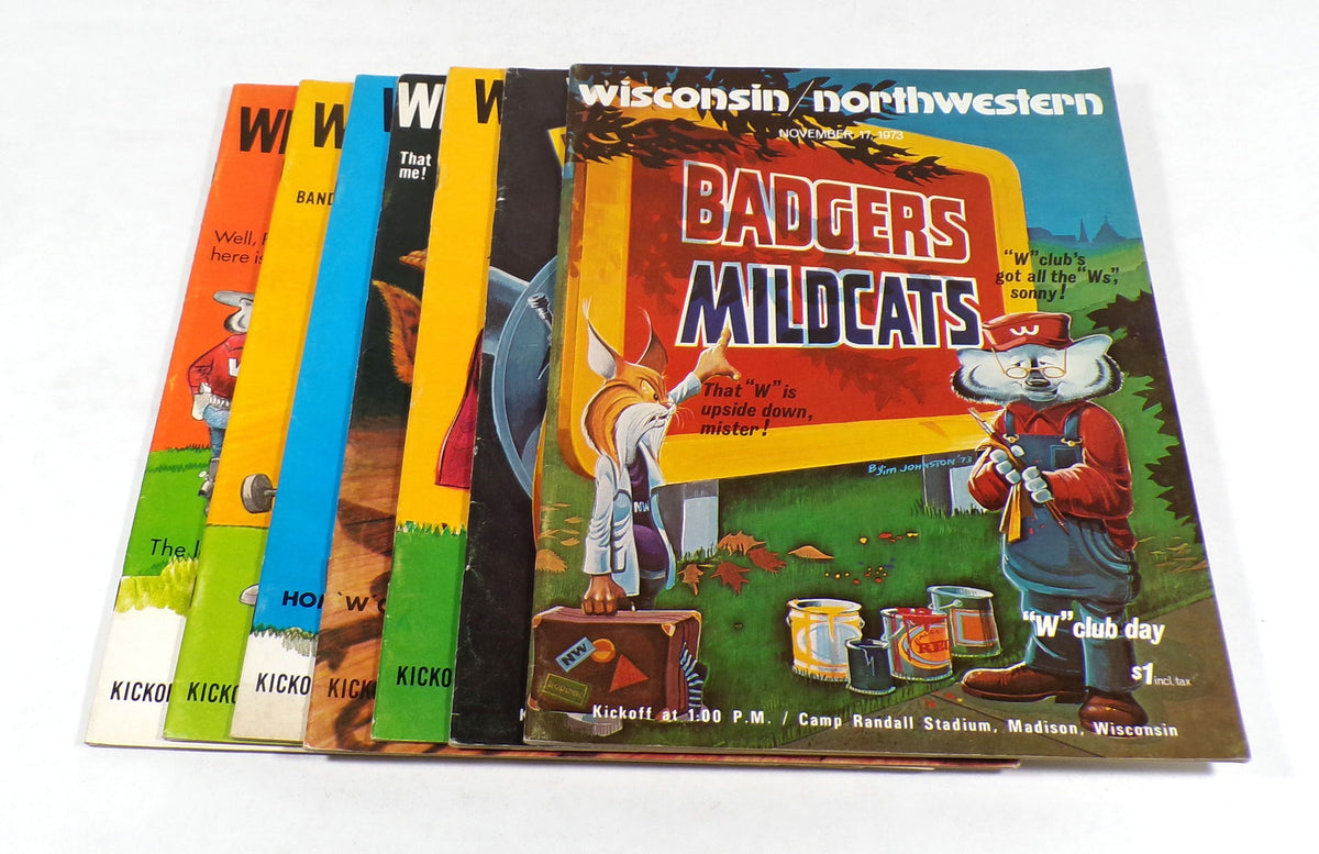 Lot of (7) Different 1972 - 1973 Wisconsin College Football Programs