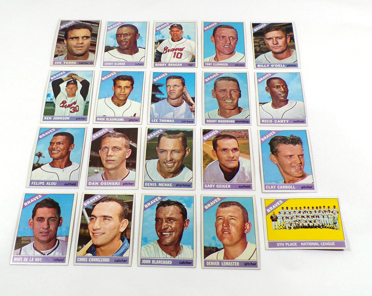 Lot of (20) Different 1966 Topps Baseball Atlanta Braves Torre Alou++ Pic2