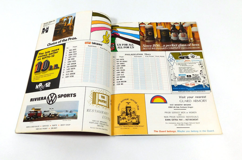 1973-74 Philadelphia 76ers at Portland Trail Blazers NBA Basketball Program Pic2