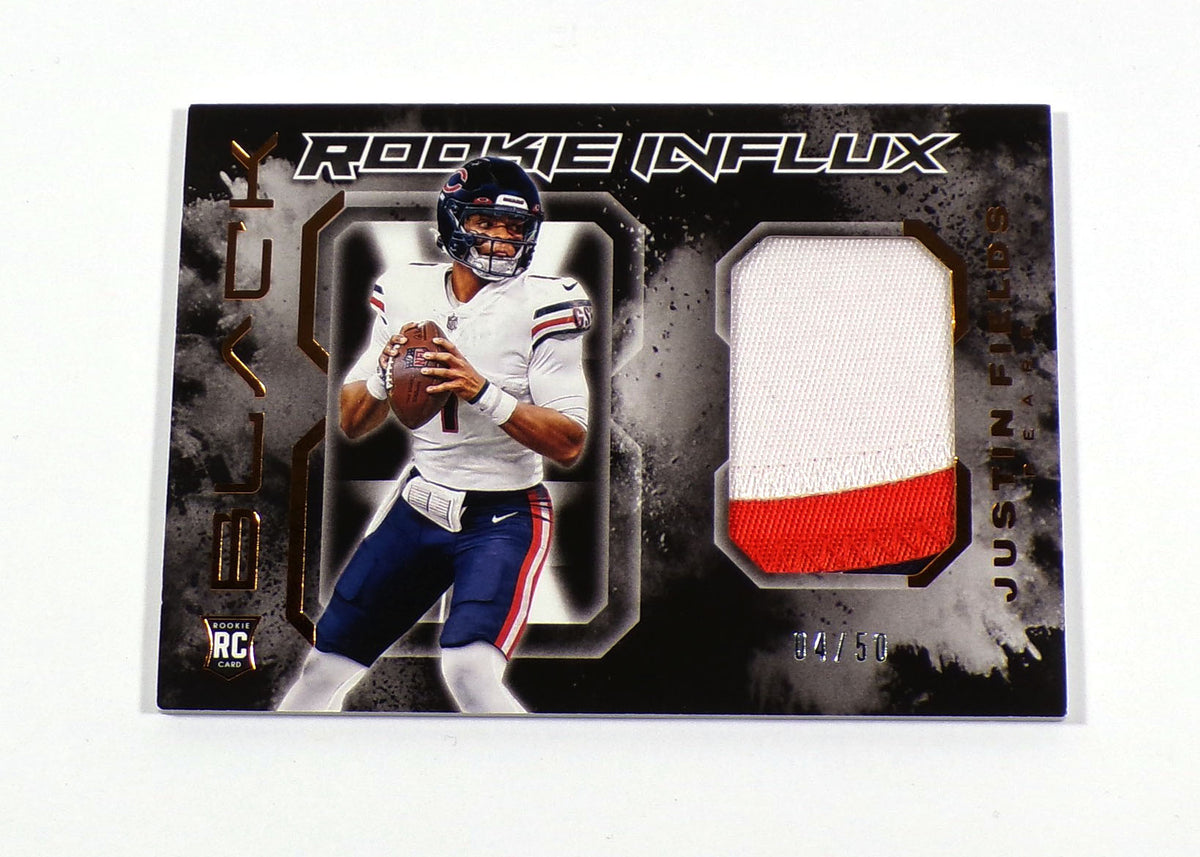 2021 Panini Black Justin Fields Rookie Influx #RIJF Bears /50 3 Color Patch