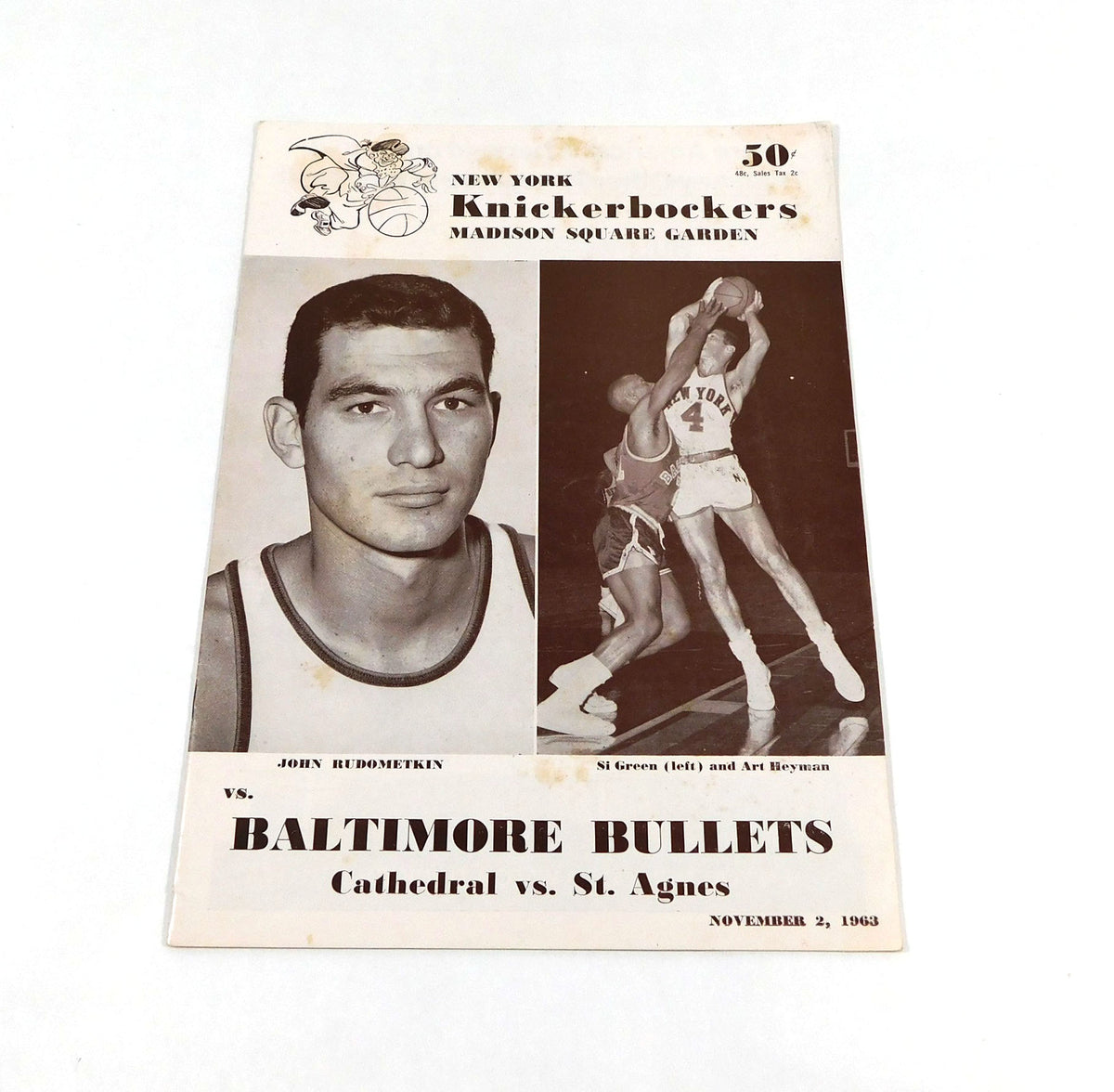 1963-64 New York Knicks vs Baltimore Bullets NBA Basketball Program 11-2-63