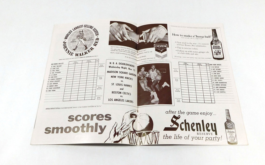 1963-64 New York Knicks vs Baltimore Bullets NBA Basketball Program 11-2-63 Pic2