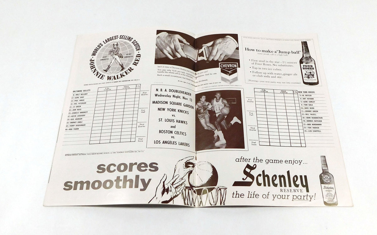 1963-64 New York Knicks vs Baltimore Bullets NBA Basketball Program 11-2-63 Pic2