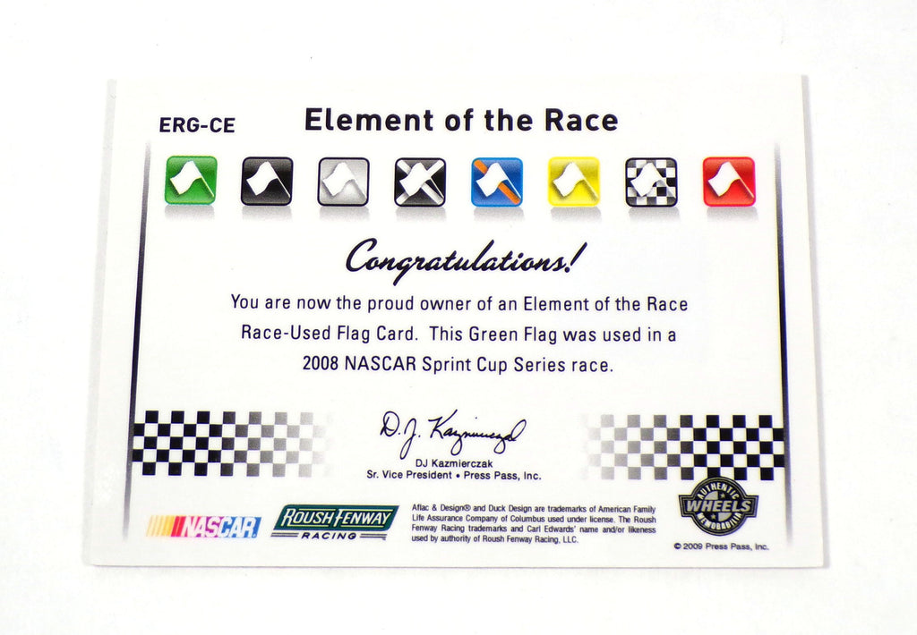 2009 Element Carl Edwards #ERGCE Element of the Race Green Flag NASCAR 37/50 Pic2