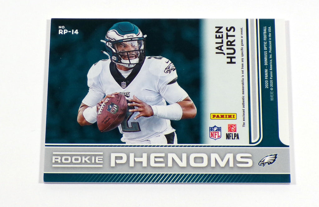 2020 Panini Donruss Optic Jalen Hurts Rookie Phenom Blue Hyper Horizontal Jersey Pic2