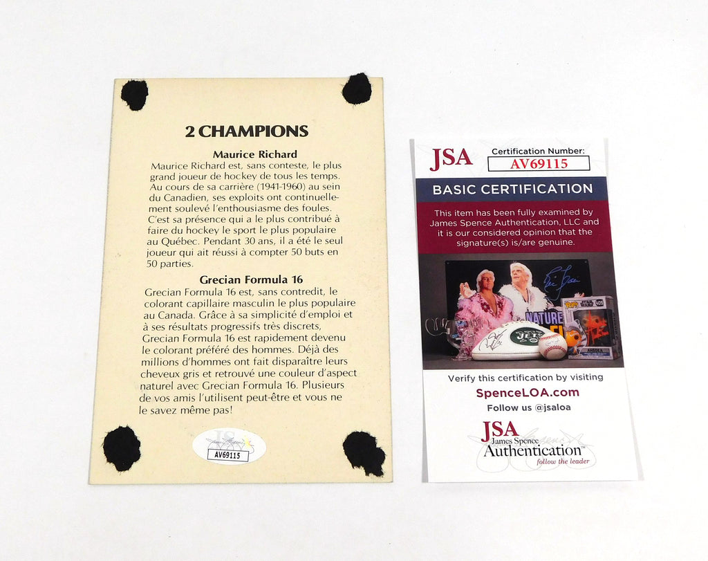 Maurice Richard Signed 4 x 6 Photo Card w/ Personalization JSA Auto AV69115 Pic2