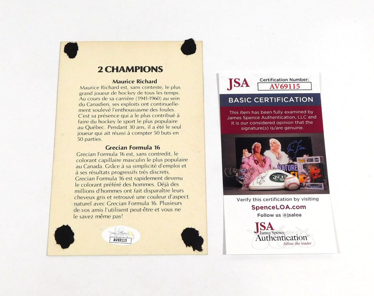 Maurice Richard Signed 4 x 6 Photo Card w/ Personalization JSA Auto AV69115 Pic2