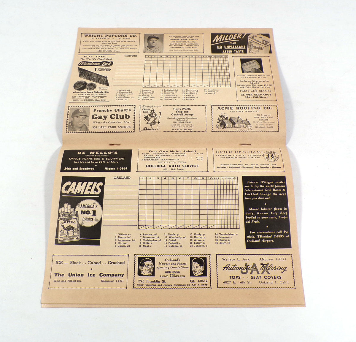 1951 Oakland Oaks vs Generic Opponent Minor League Baseball Score Book Program Pic2