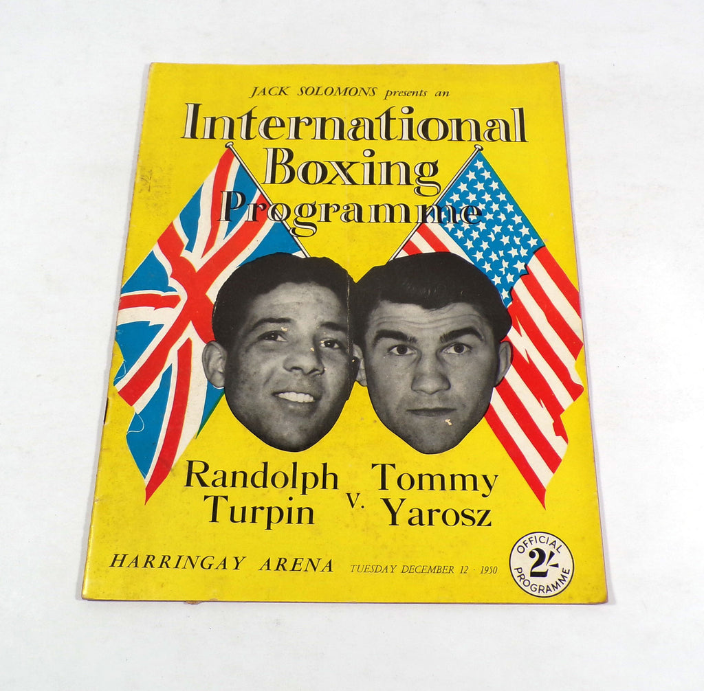 1950 Randolph Turpin vs Tommy Yarosz International Boxing Program 12-12-50