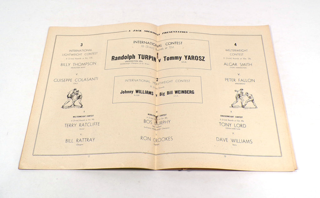 1950 Randolph Turpin vs Tommy Yarosz International Boxing Program 12-12-50 Pic2