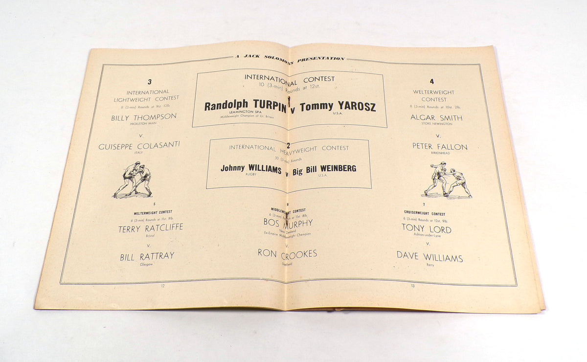 1950 Randolph Turpin vs Tommy Yarosz International Boxing Program 12-12-50 Pic2