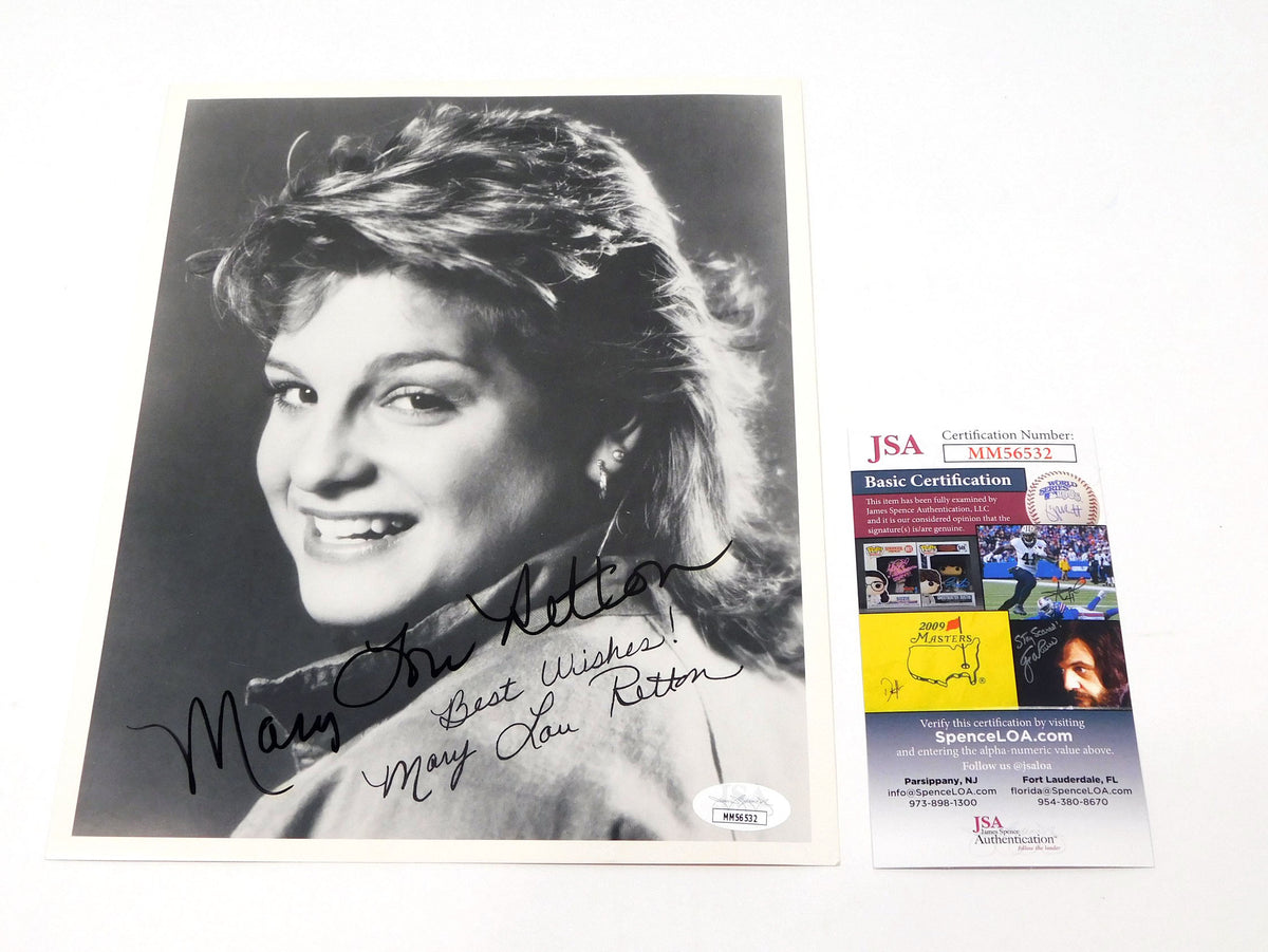 Mary Lou Retton Signed 8 x 10 B & W Photo Olympic Gymnast JSA Auto DA042033