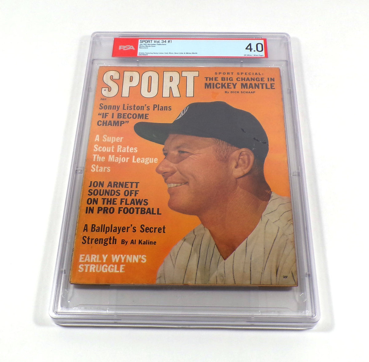 1962 Sport Magazine July #1 Volume 34 Mickey Mantle Cover PSA 4