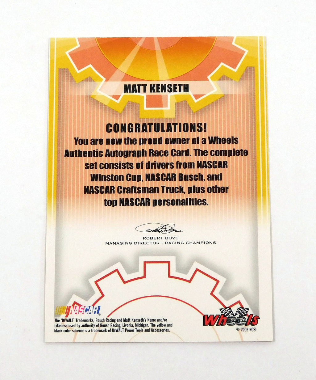 2003 Wheels High Gear Matt Kenseth #28 NASCAR Racing On Card Auto Pic2