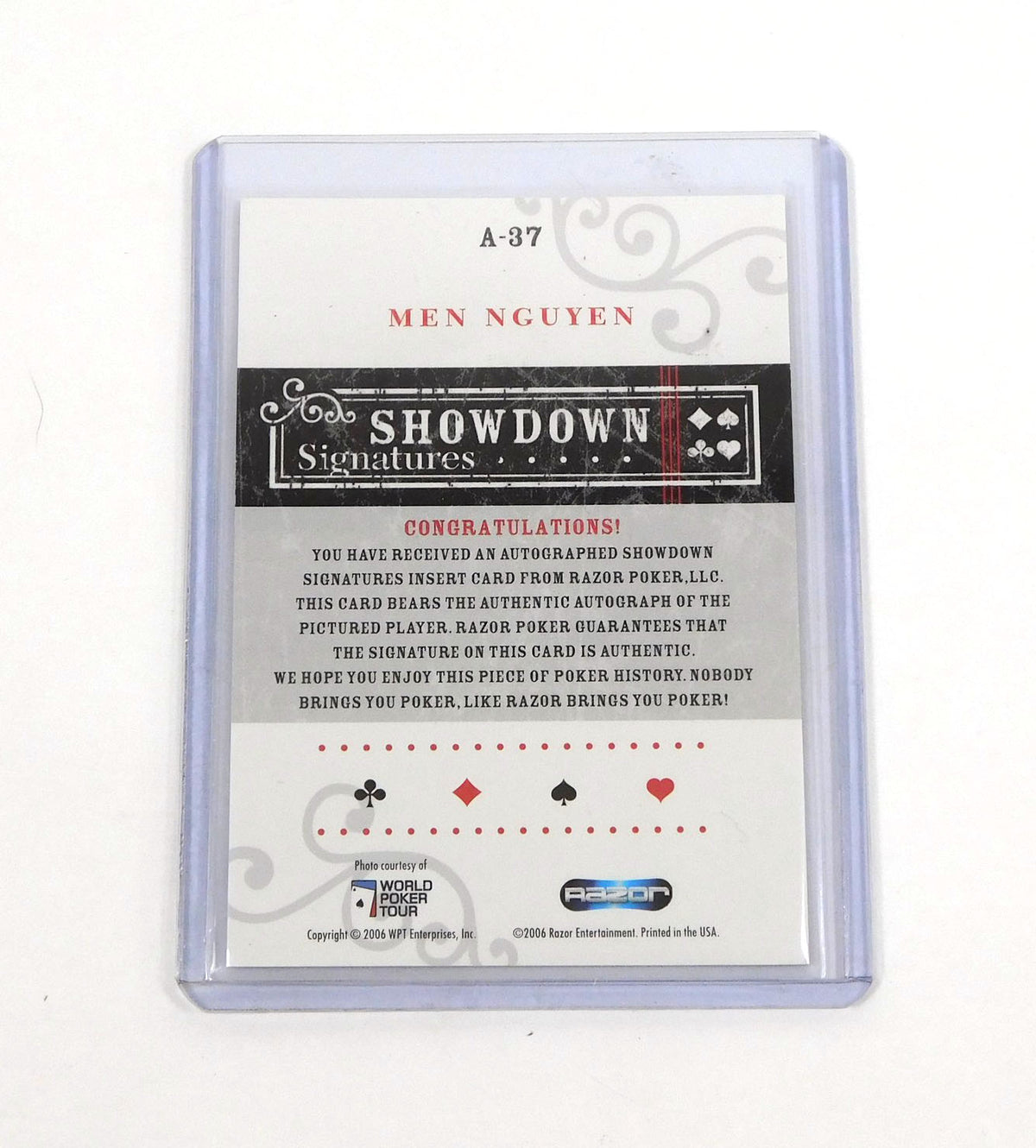 2006 Razor Poker Men Nguyen #A37 Showdown Signatures On Card Auto Set Break Pic2