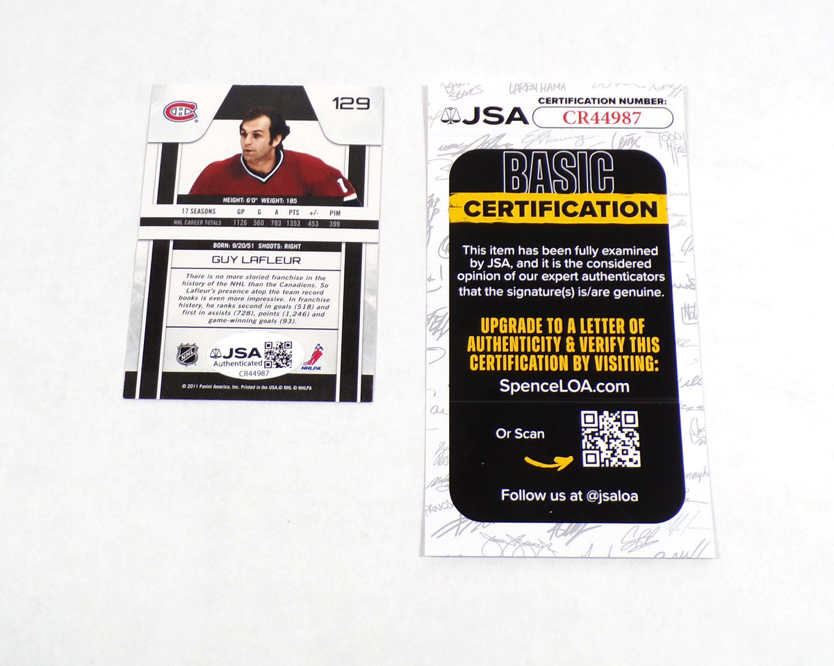 Guy Lafleur Signed 2010-11 Panini Zenith Hockey Card #129 Canadiens JSA Auto Pic2