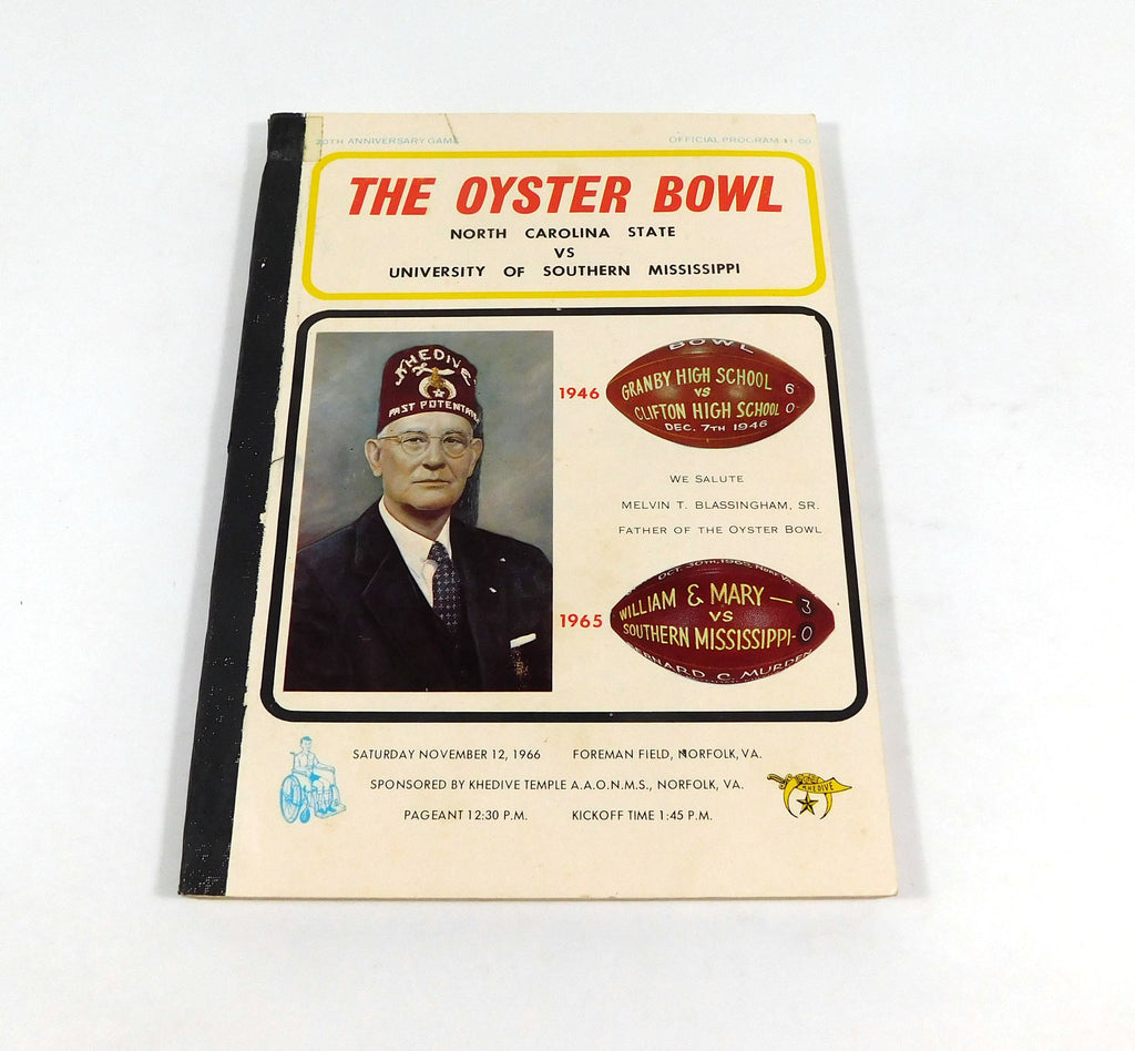 1966 NC State vs Southern Mississippi Oyster Bowl College Football Program