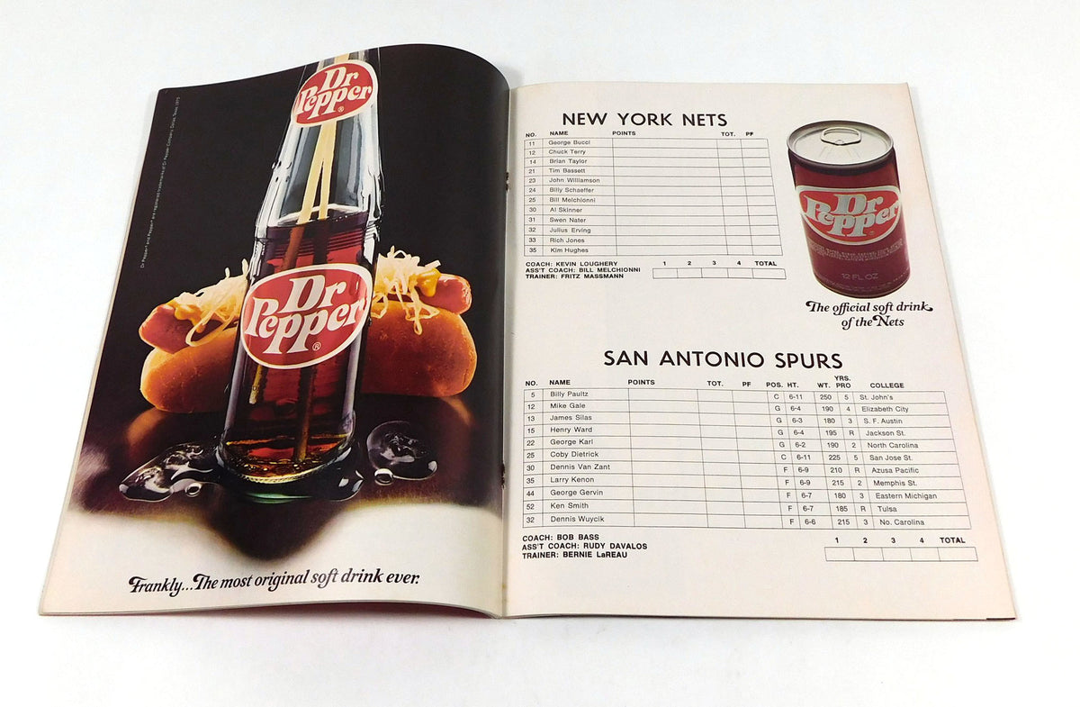 1975-76 San Antonio Spurs at New York Nets ABA Basketball Program Cover B Pic2