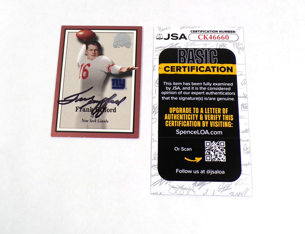 Frank Gifford Signed 2000 Fleer Greats of the Game Card #80 Giants JSA Auto