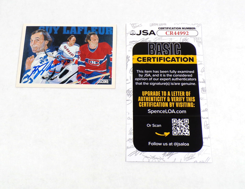 Guy Lafleur Signed 1991-92 Score Hockey Card #403 Nordiques JSA Auto