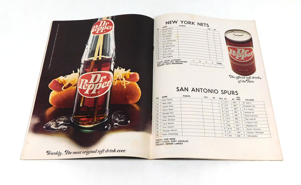 1975-76 San Antonio Spurs at New York Nets ABA Basketball Program Black Cover Pic2