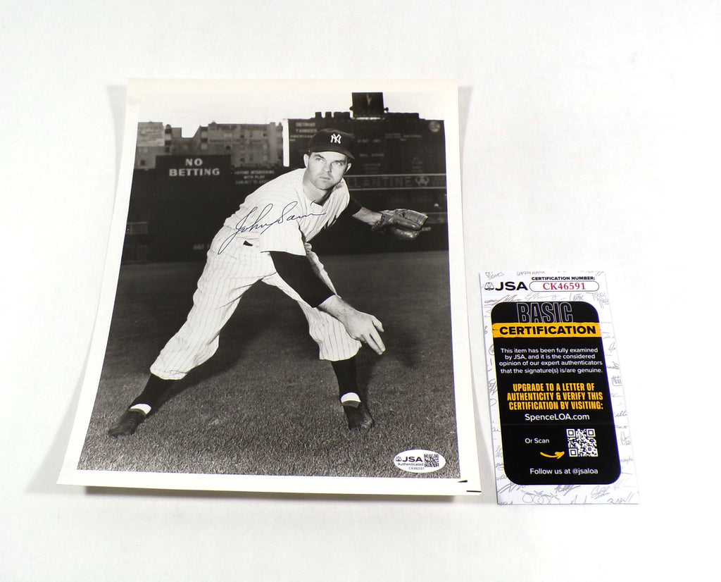 Johnny Sain Signed 8 x 10 B&W Photo Yankees JSA Auto