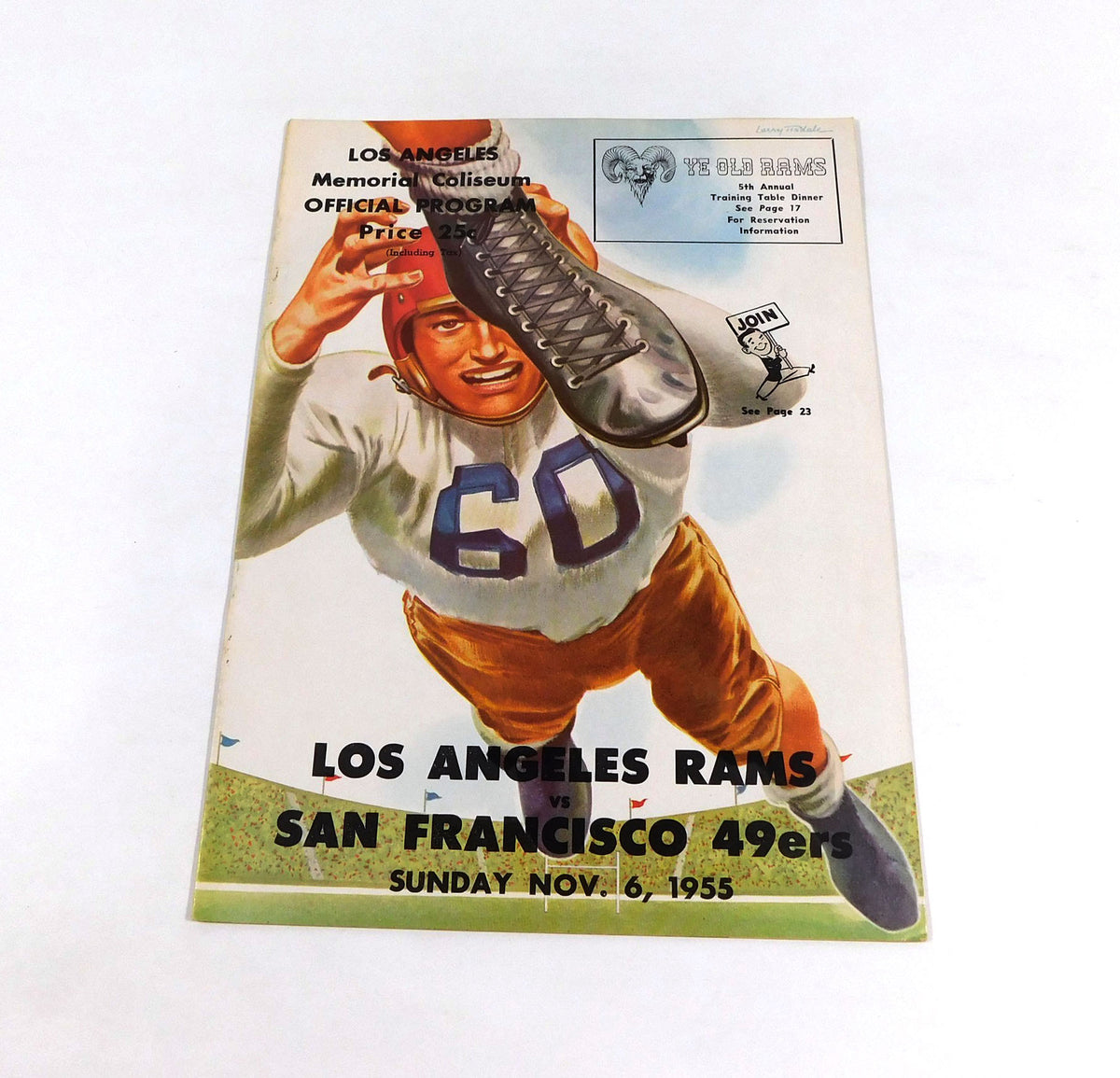 1955 San Francisco 49ers at Los Angeles Rams NFL Football Program 11-6-55
