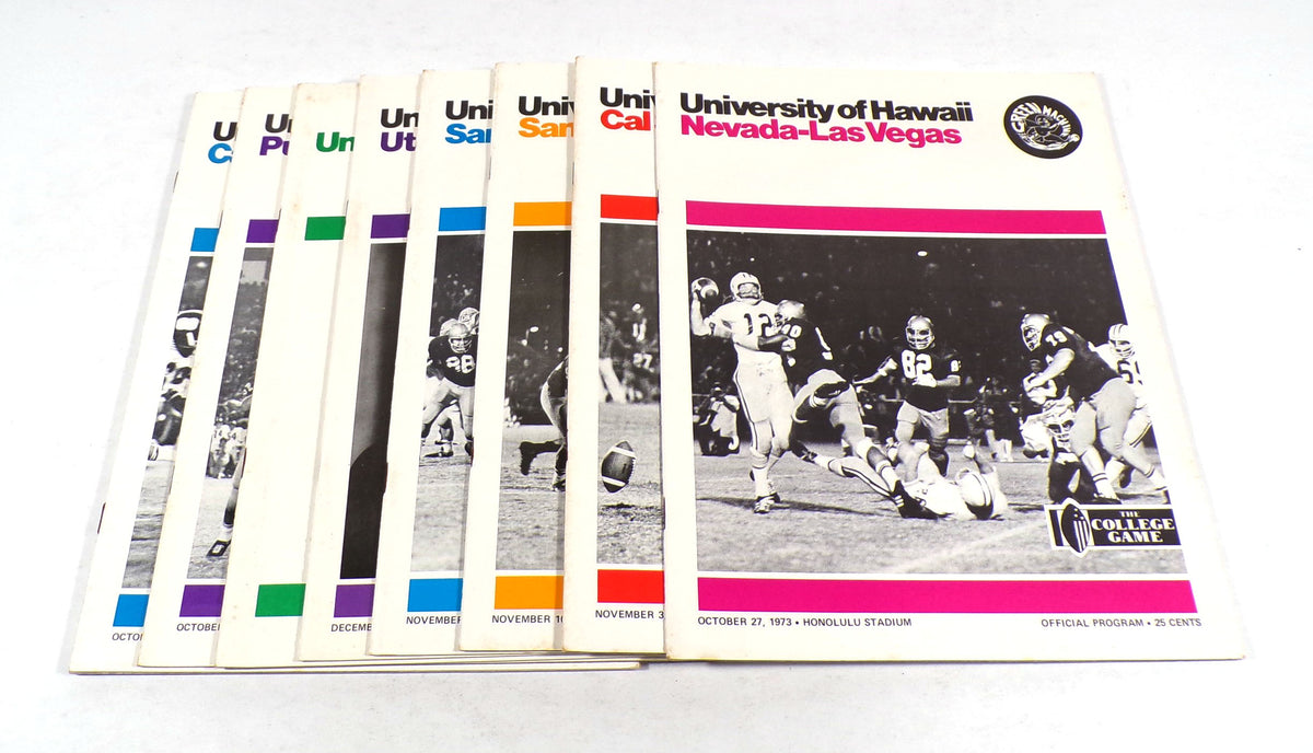 Lot of (9) Different 1973 University of Hawaii College Football Programs