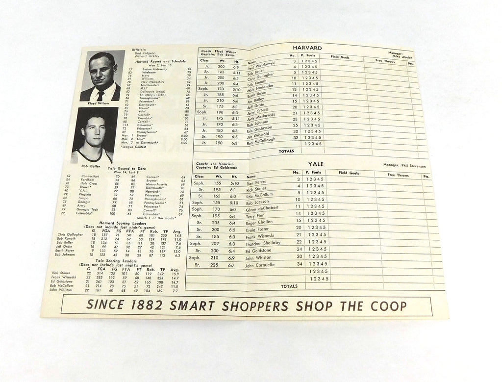 1967-68 Yale at Harvard College Basketball Program 3-2-68 Pic2